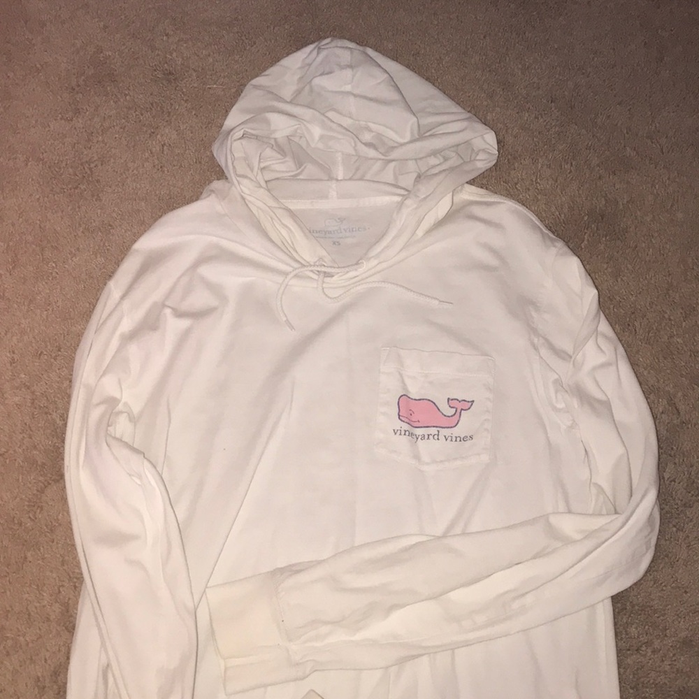 white long sleeve hooded binary vine shirt